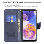 For Samsung Galaxy A23 4G / 5G (Global Version) Butterfly Imprinted Phone Case Anti-Drop PU Leather Wallet Stand Cover with Hand Strap