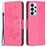 For Samsung Galaxy A23 4G / 5G (Global Version) Butterfly Imprinted Phone Case Anti-Drop PU Leather Wallet Stand Cover with Hand Strap
