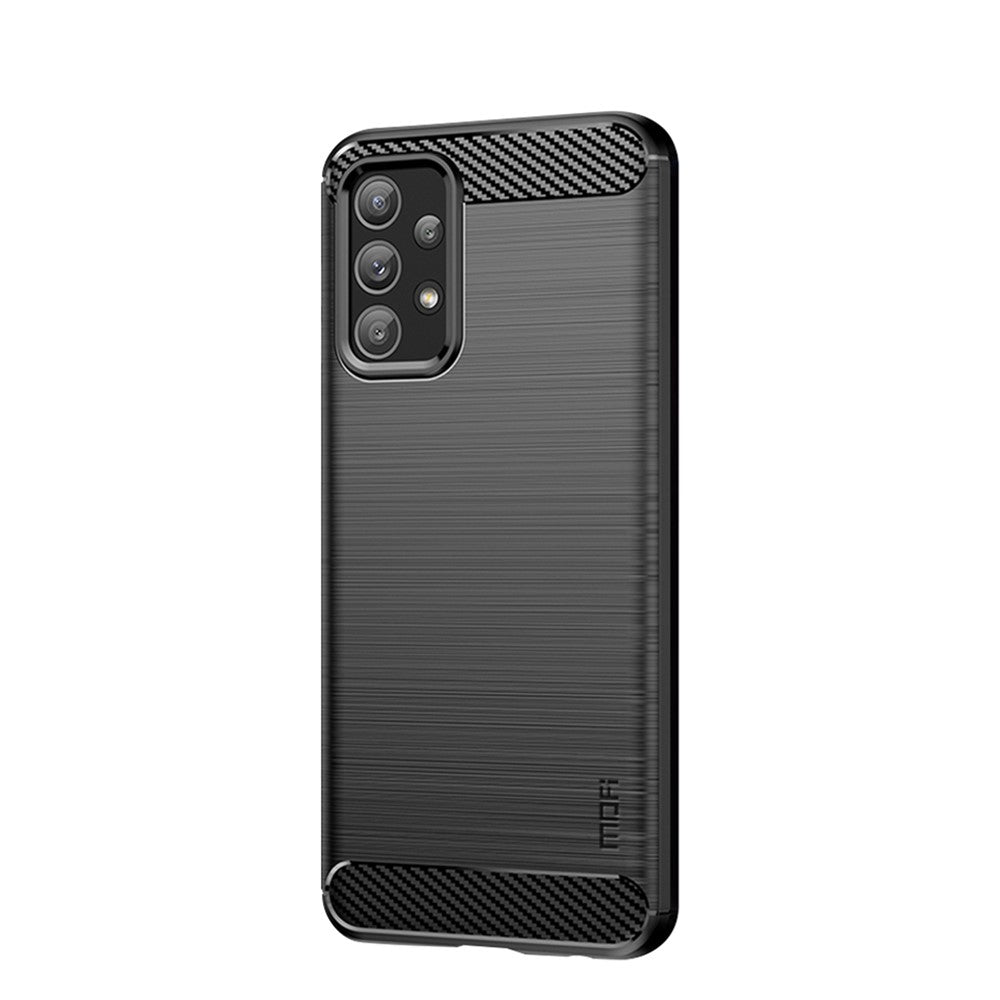 MOFI JK TPU Series-1 til Samsung Galaxy A23 4G / 5G (Global Version) Børstet Overflade Telefoncover Blød TPU Beskyttende Cover med Kulfibertekstur