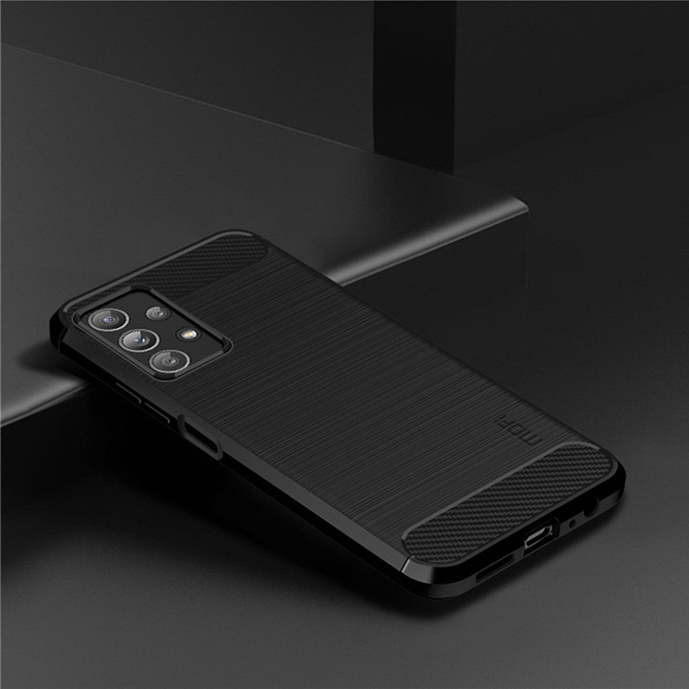 MOFI JK TPU Series-1 til Samsung Galaxy A23 4G / 5G (Global Version) Børstet Overflade Telefoncover Blød TPU Beskyttende Cover med Kulfibertekstur