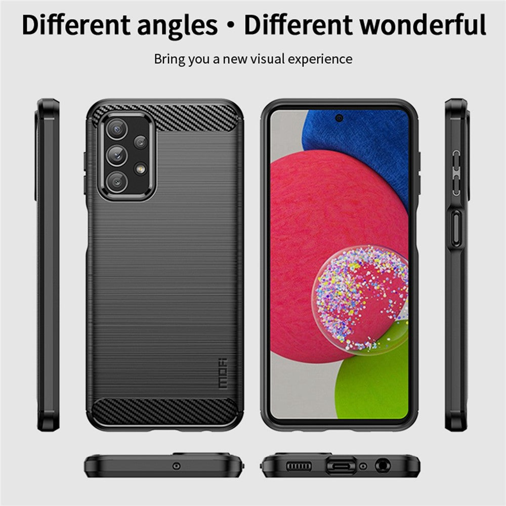 MOFI JK TPU Series-1 til Samsung Galaxy A23 4G / 5G (Global Version) Børstet Overflade Telefoncover Blød TPU Beskyttende Cover med Kulfibertekstur