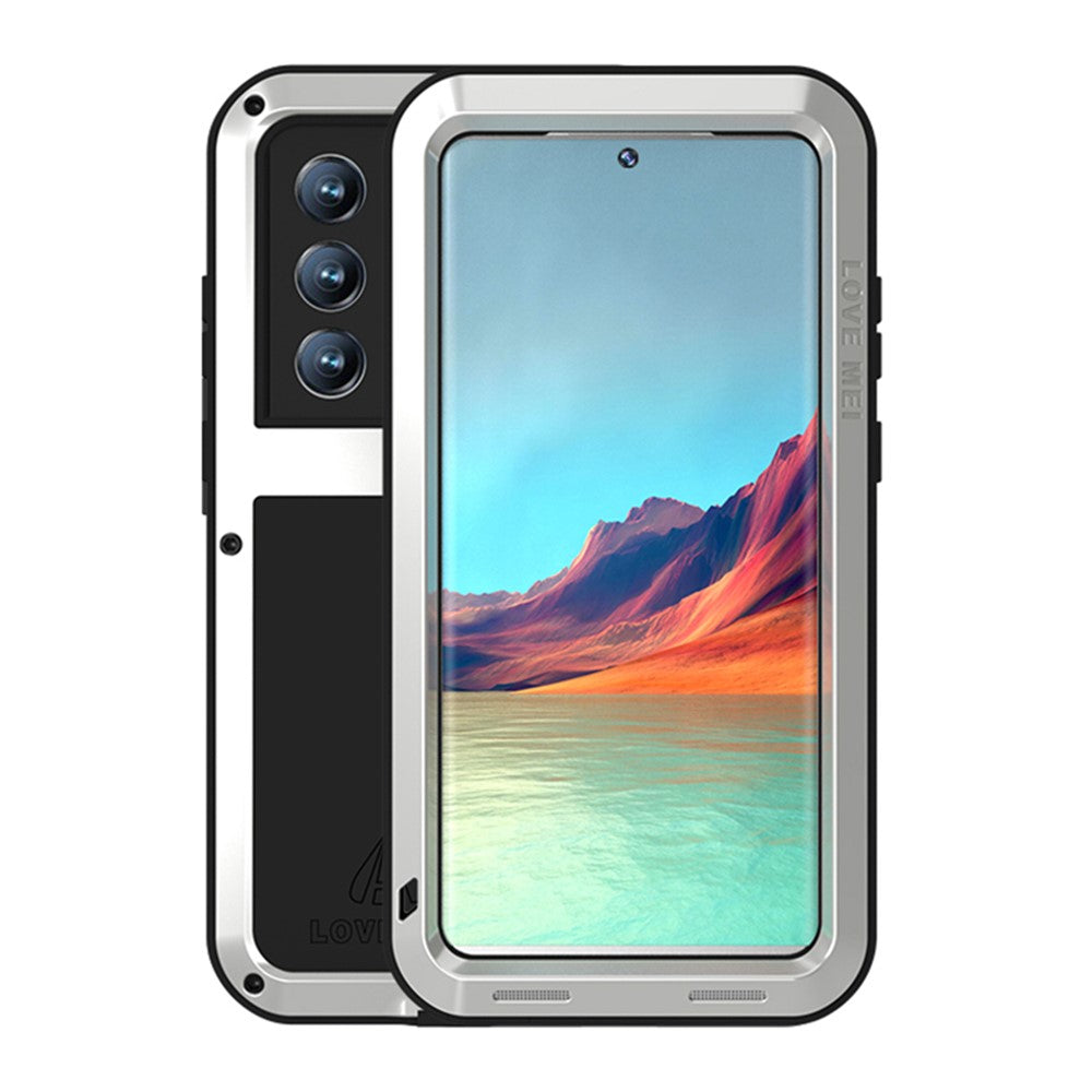 LOVE MEI för Samsung Galaxy S22 Ultra 5G Reptåligt, falltåligt metallskal, silikonskal (utan härdat glas)