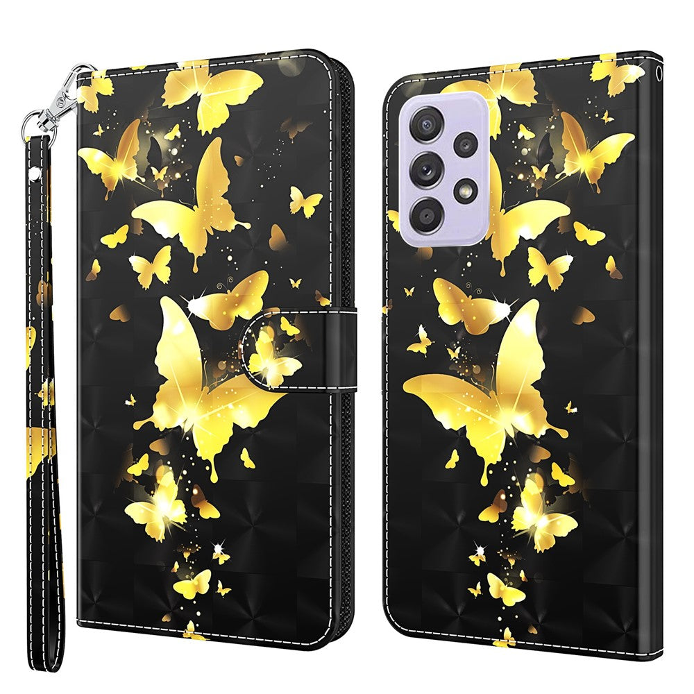 Samsung Galaxy A23 4G / 5G (Global Version) PU-läder Magnetiskt Flipfodral 3D Kreativt Mönster Tryck Stativfunktion Handrem Plånboksfodral