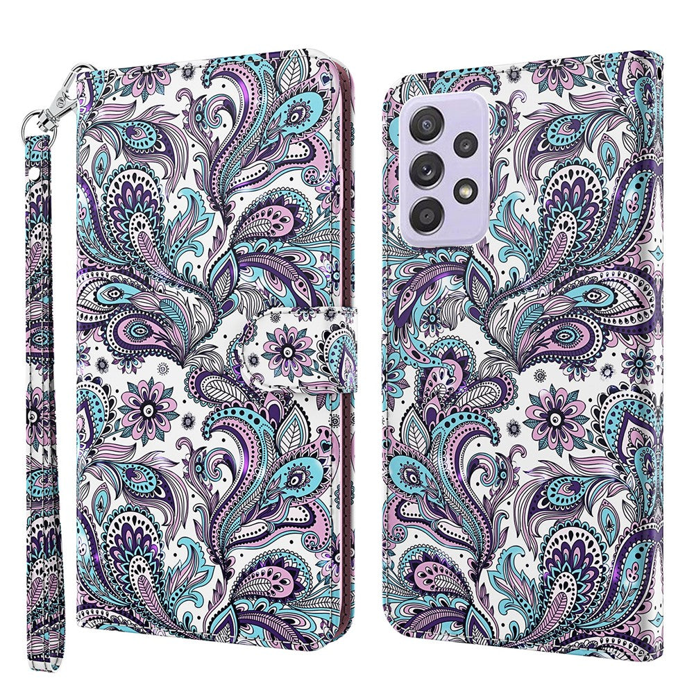 Til Samsung Galaxy A23 4G / 5G (Global Version) PU Læder Magnetisk Flip Cover med 3D Kreativt Mønsterprint, Standfunktion og Håndrem Pung Etui
