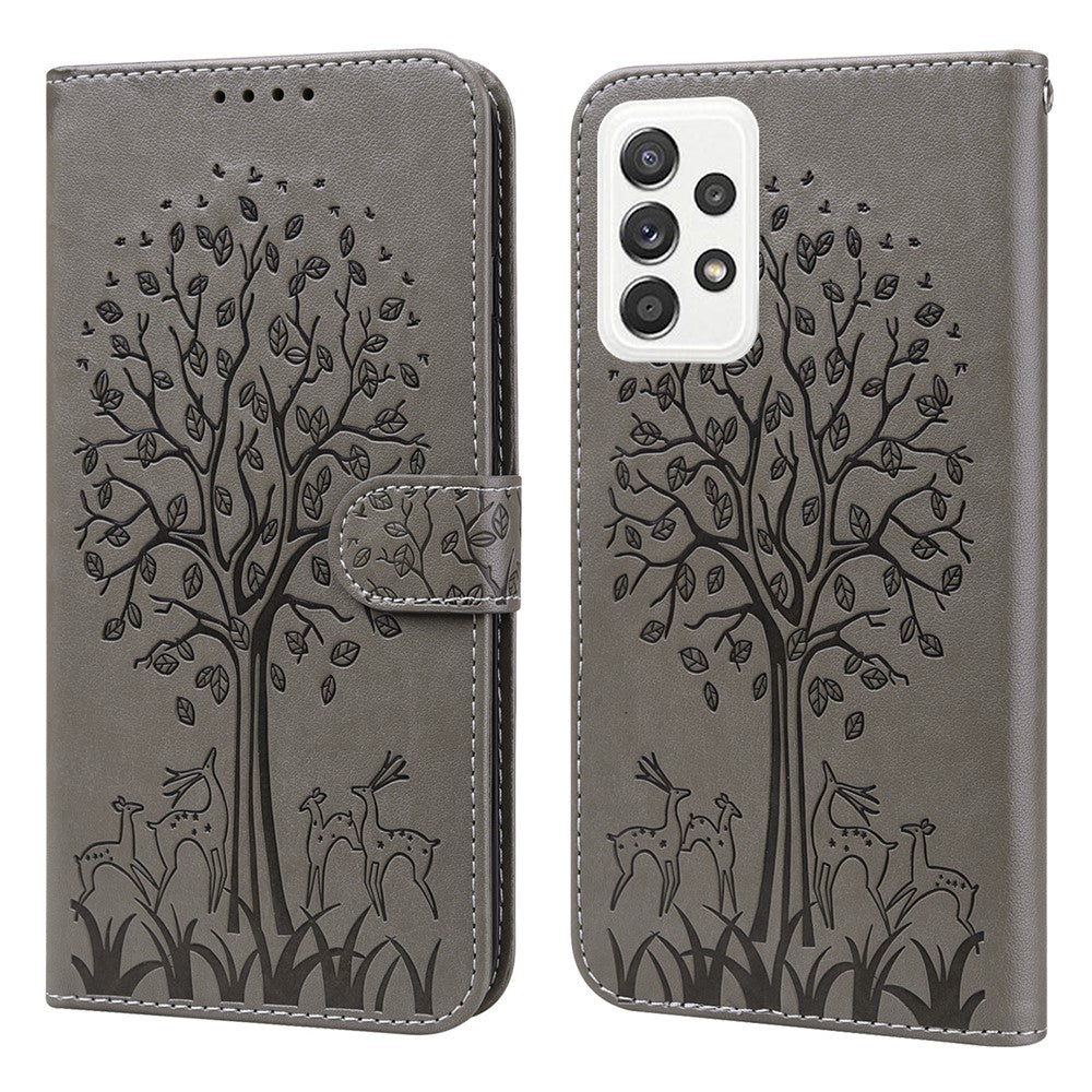 Til Samsung Galaxy A23 4G / 5G (Global Version) Hjortetræsmønster Præget PU Læder Magnetisk Flip Cover Pung Stativ Stødsikkert Beskyttelsesetui