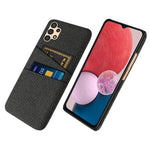 Til Samsung Galaxy A13 4G Dobbelt Kortpladser Stoftekstur Anti-fald Hård PC Beskyttelsescover