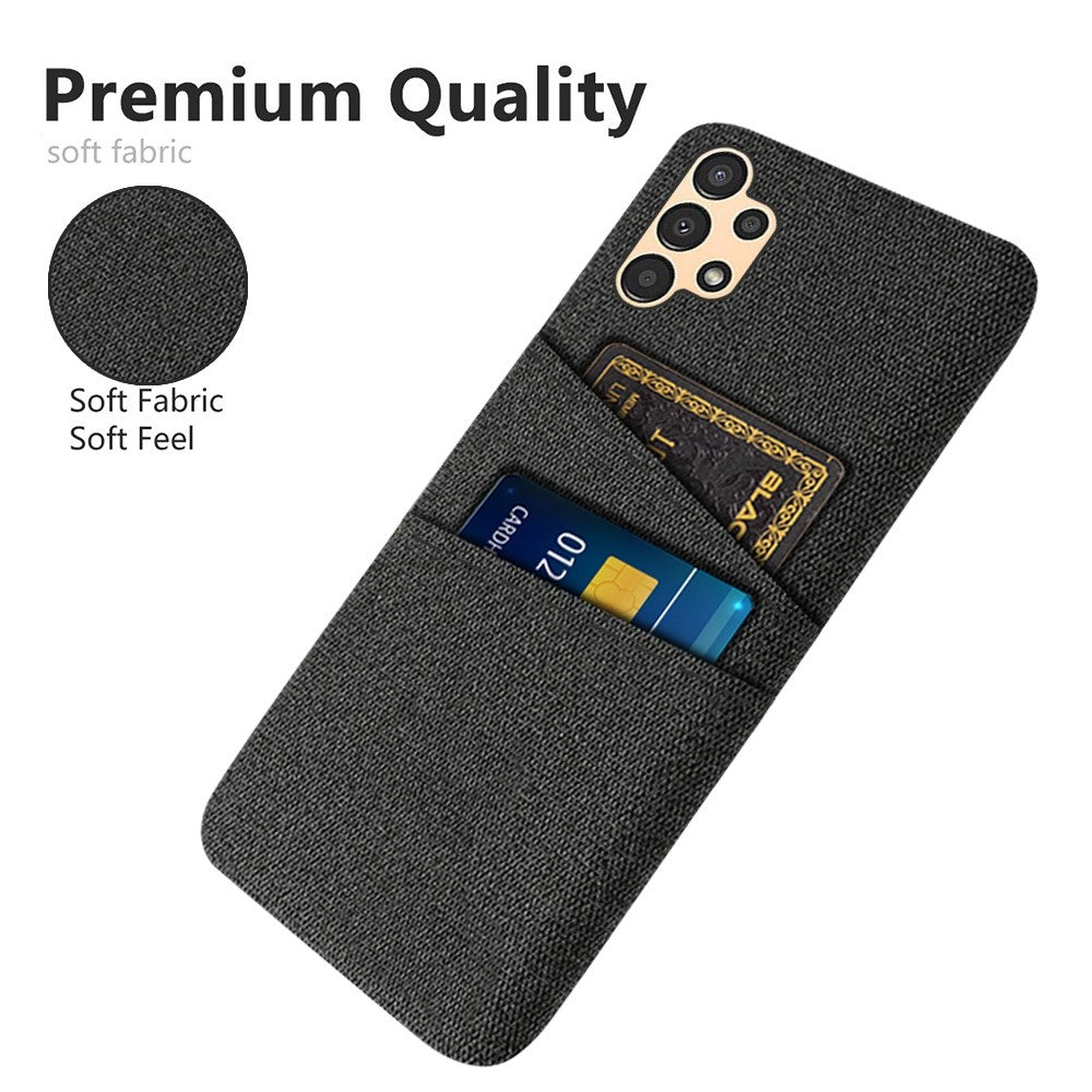Til Samsung Galaxy A13 4G Dobbelt Kortpladser Stoftekstur Anti-fald Hård PC Beskyttelsescover