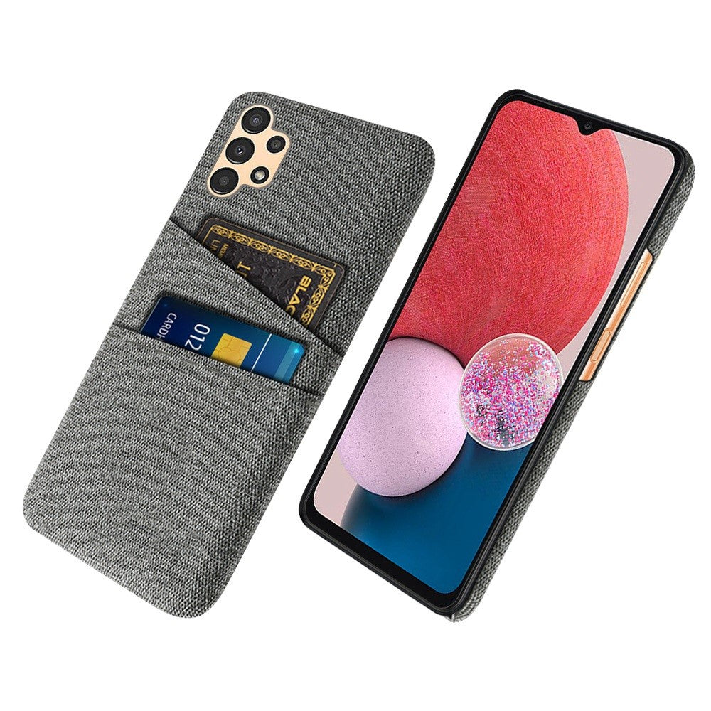 Til Samsung Galaxy A13 4G Dobbelt Kortpladser Stoftekstur Anti-fald Hård PC Beskyttelsescover