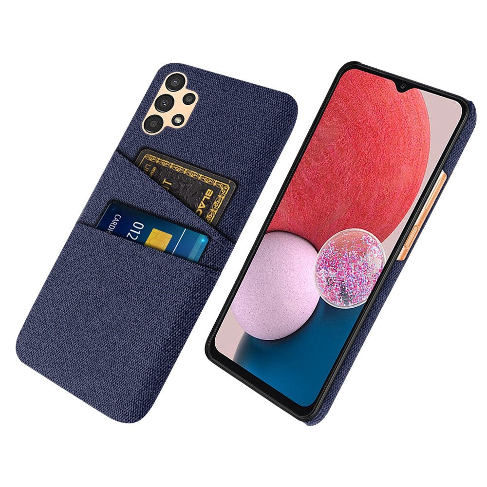 Til Samsung Galaxy A13 4G Dobbelt Kortpladser Stoftekstur Anti-fald Hård PC Beskyttelsescover