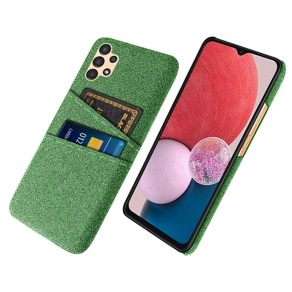 Til Samsung Galaxy A13 4G Dobbelt Kortpladser Stoftekstur Anti-fald Hård PC Beskyttelsescover
