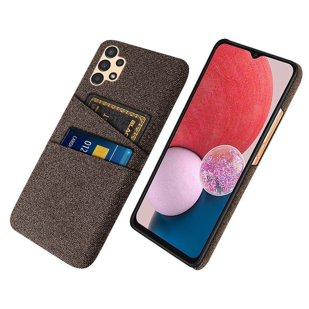 Til Samsung Galaxy A13 4G Dobbelt Kortpladser Stoftekstur Anti-fald Hård PC Beskyttelsescover