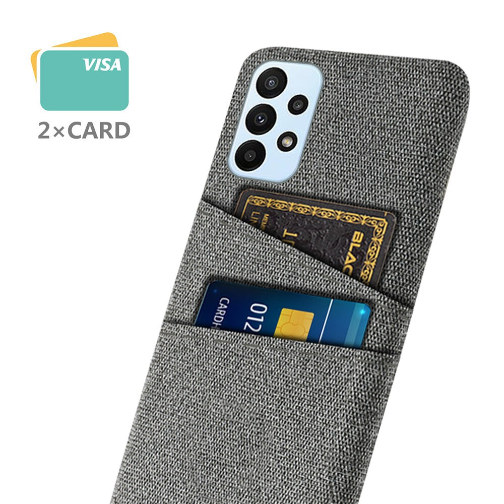 For Samsung Galaxy A23 4G / 5G (Global Version) Cloth + PC Phone Cover Anti-dust Cloth Texture Multifunction Dual Card Slots Cell Phone Case
