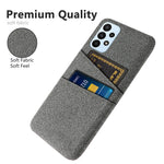 For Samsung Galaxy A23 4G / 5G (Global Version) Cloth + PC Phone Cover Anti-dust Cloth Texture Multifunction Dual Card Slots Cell Phone Case