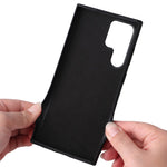 For Samsung Galaxy S22 Ultra 5G Ring Kickstand Anti-fingerprint PU Leather Coated TPU + PC Phone Case Car Mount Holder Shell