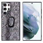 For Samsung Galaxy S22 Ultra 5G Ring Kickstand Anti-fingerprint PU Leather Coated TPU + PC Phone Case Car Mount Holder Shell