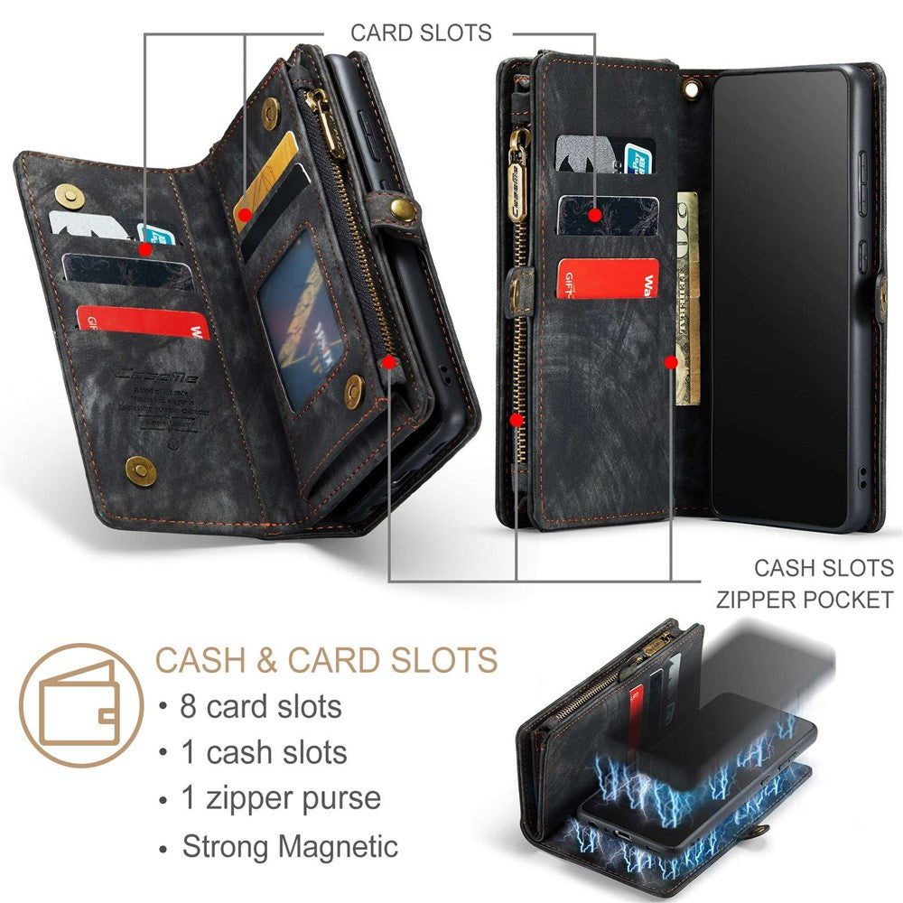 CASEME 008-serien til Samsung Galaxy A53 5G aftageligt 2-i-1 PU-læder telefoncover pung stander magnetisk lås beskyttelsescover