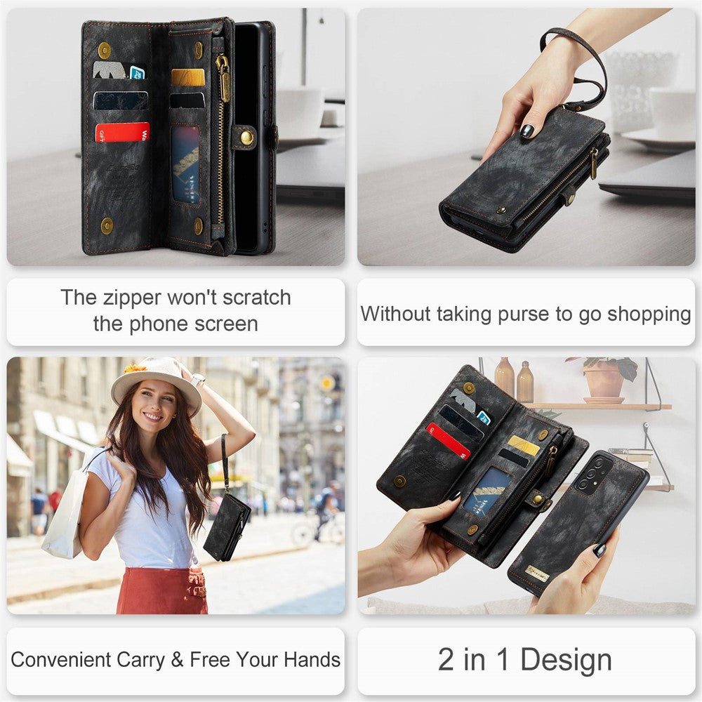 CASEME 008-serien til Samsung Galaxy A53 5G aftageligt 2-i-1 PU-læder telefoncover pung stander magnetisk lås beskyttelsescover