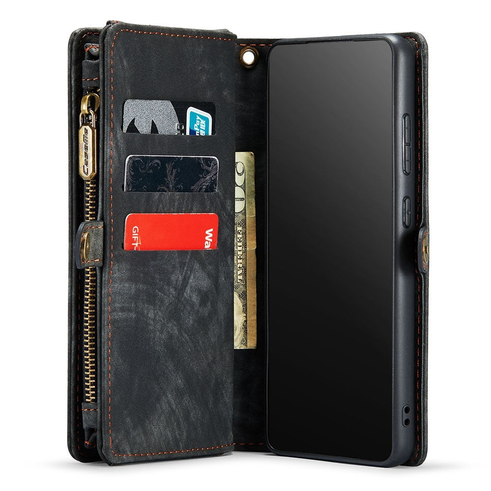 CASEME 008-serie til Samsung Galaxy S22 5G Stødsikkert PU-læder Aftageligt 2-i-1 Telefoncover Multifunktionel Anti-fald Pung Stativ Skal