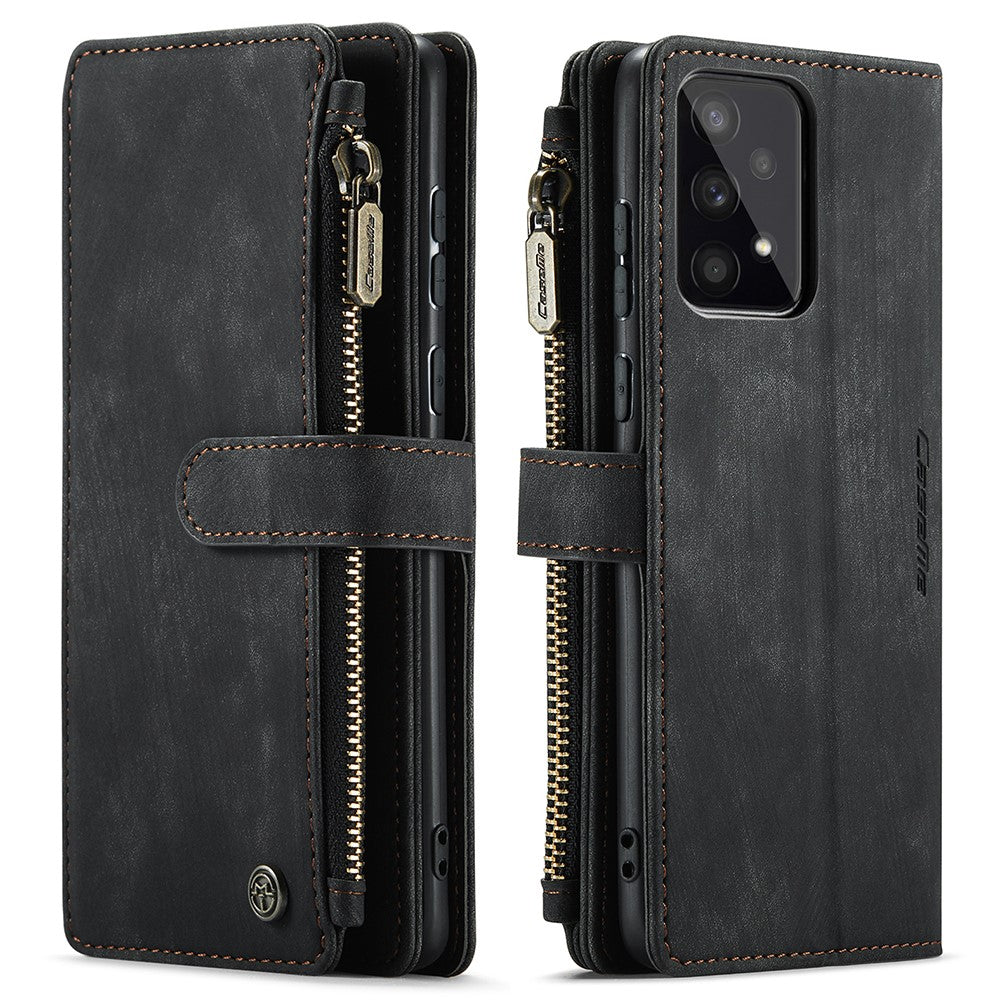Samsung Galaxy A33 5G mobilskal med Rem CASEME C30 Dragkedja Flera Korthållare PU Läderfodral