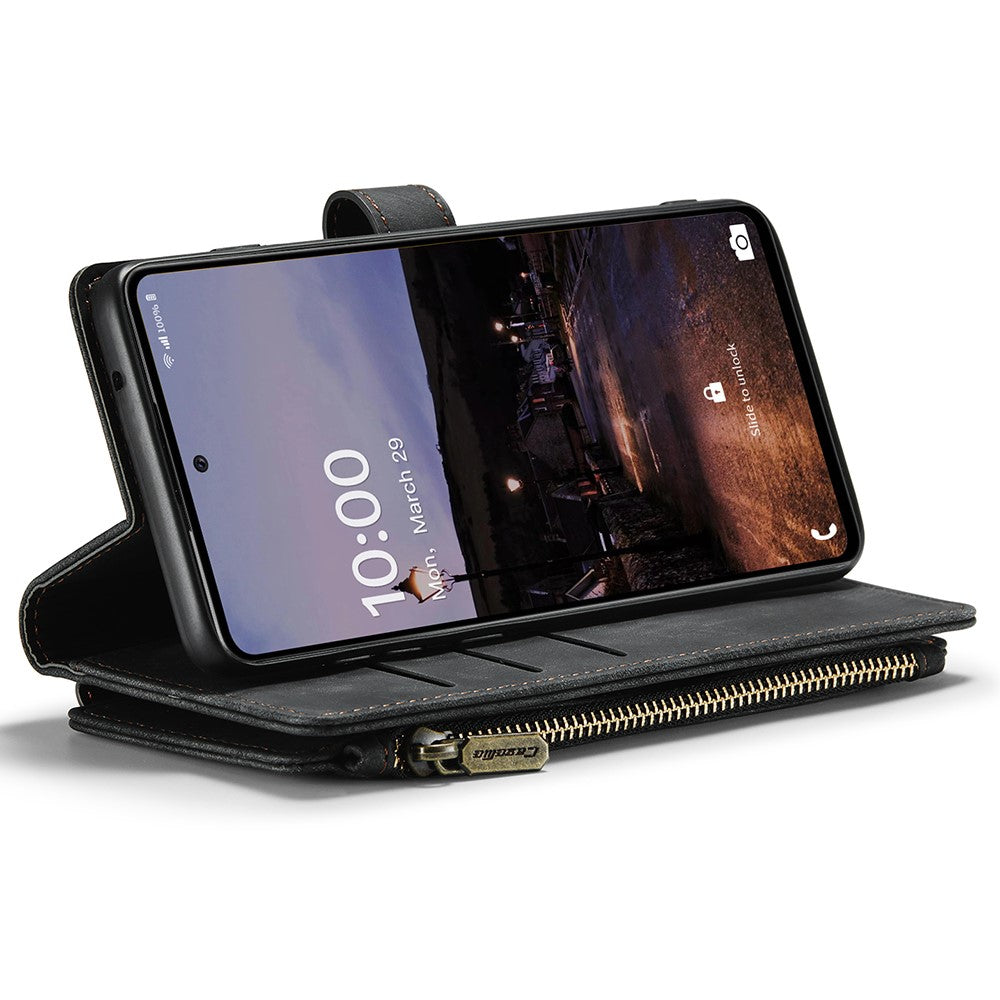 Samsung Galaxy A33 5G mobilskal med Rem CASEME C30 Dragkedja Flera Korthållare PU Läderfodral