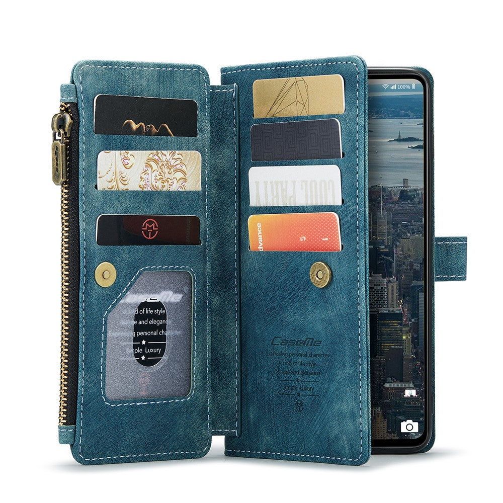 For Samsung Galaxy A53 5G Phone Cases with Strap CASEME C30 Zipper Multiple Card Holder PU Leather Cover