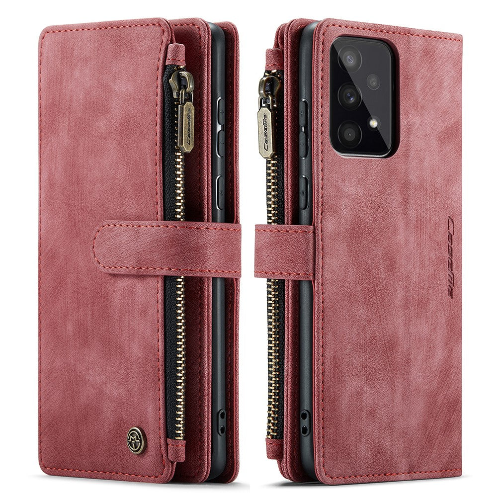 For Samsung Galaxy A53 5G Phone Cases with Strap CASEME C30 Zipper Multiple Card Holder PU Leather Cover