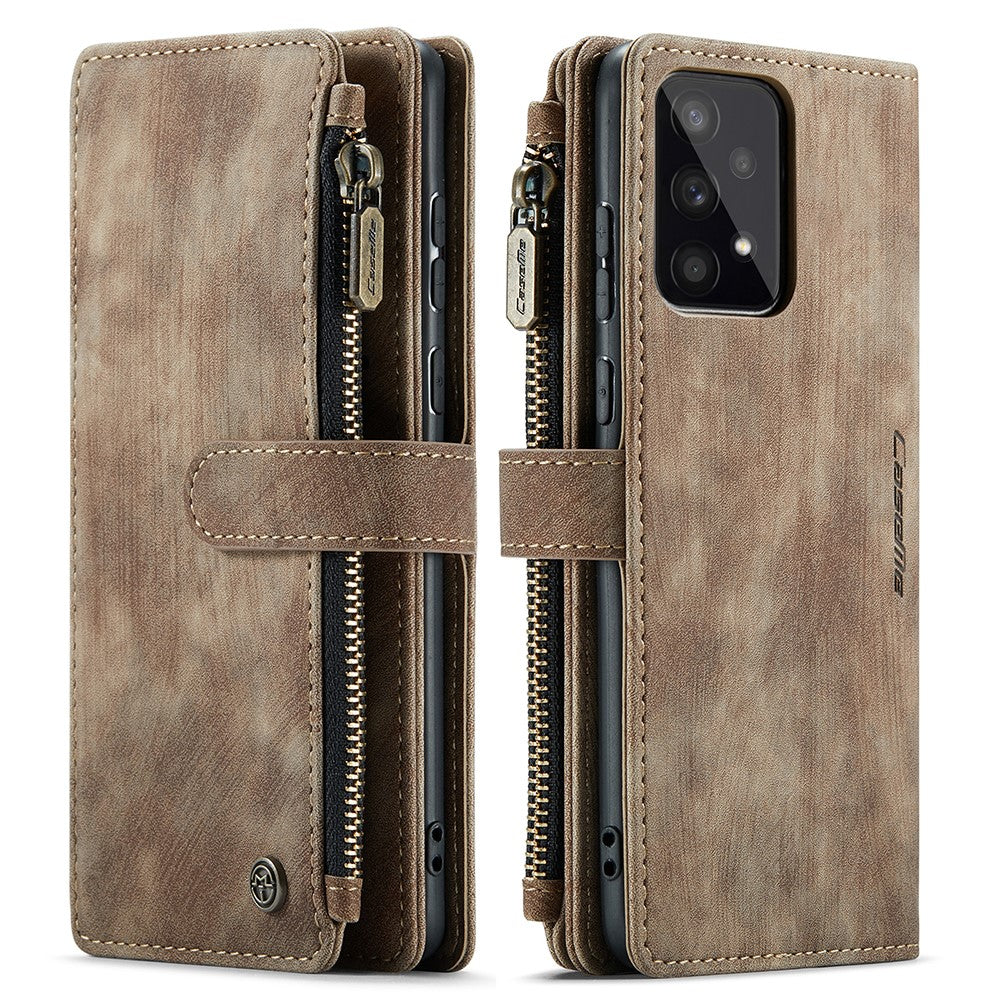 For Samsung Galaxy A53 5G Phone Cases with Strap CASEME C30 Zipper Multiple Card Holder PU Leather Cover