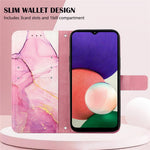 YB Pattern Printing Læderserie-5 til Samsung Galaxy A22 5G (EU-version) Pung Stativ Telefoncover Marmormønster Beskyttelsescover