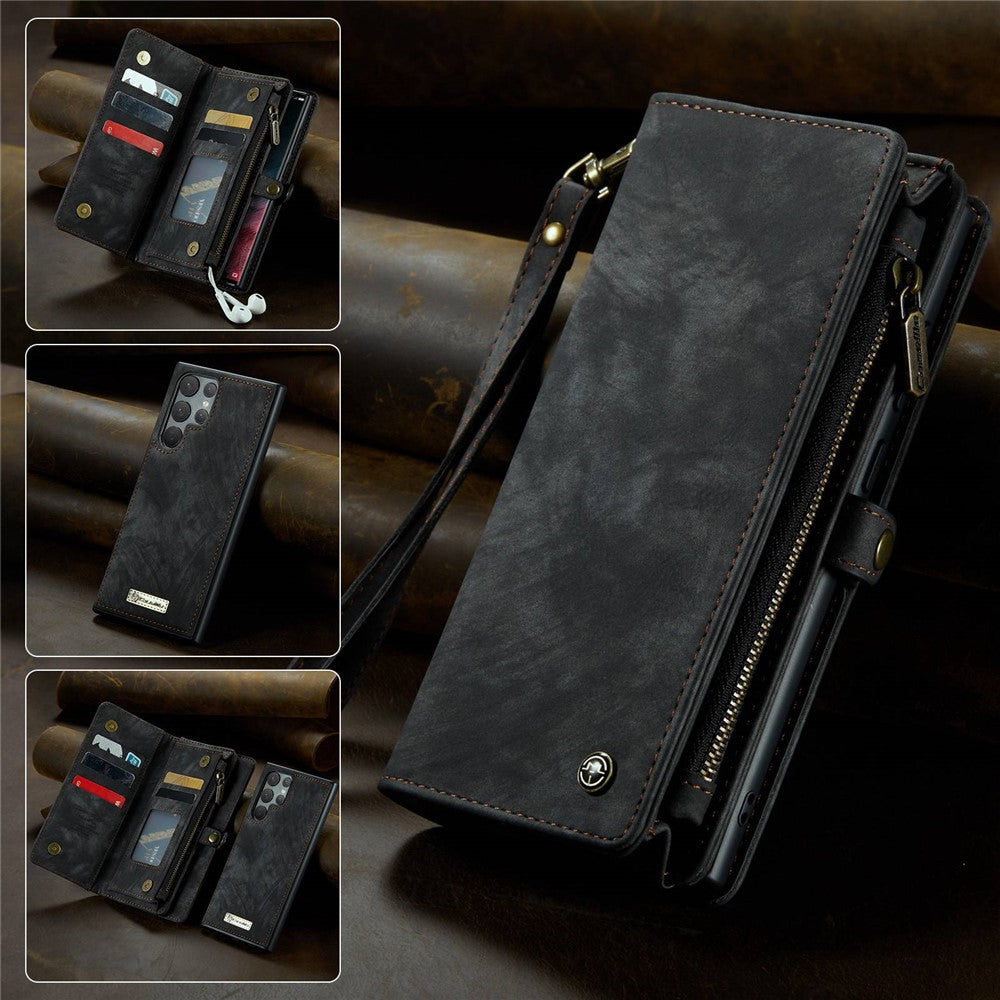 CASEME 008 Series for Samsung Galaxy S22 Ultra Detachable 2-in-1 PU Leather Phone Case Multifunctional Wallet Stand Protective Cover