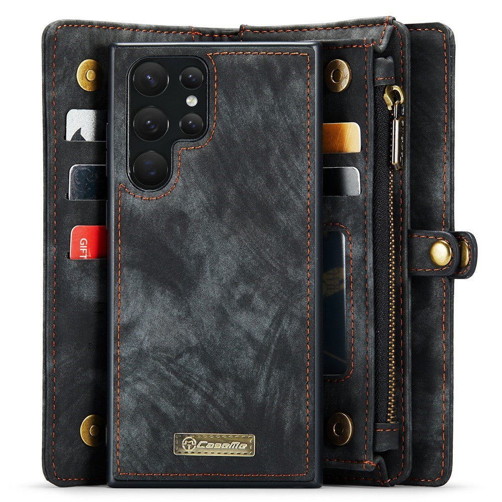 CASEME 008 Series for Samsung Galaxy S22 Ultra Detachable 2-in-1 PU Leather Phone Case Multifunctional Wallet Stand Protective Cover