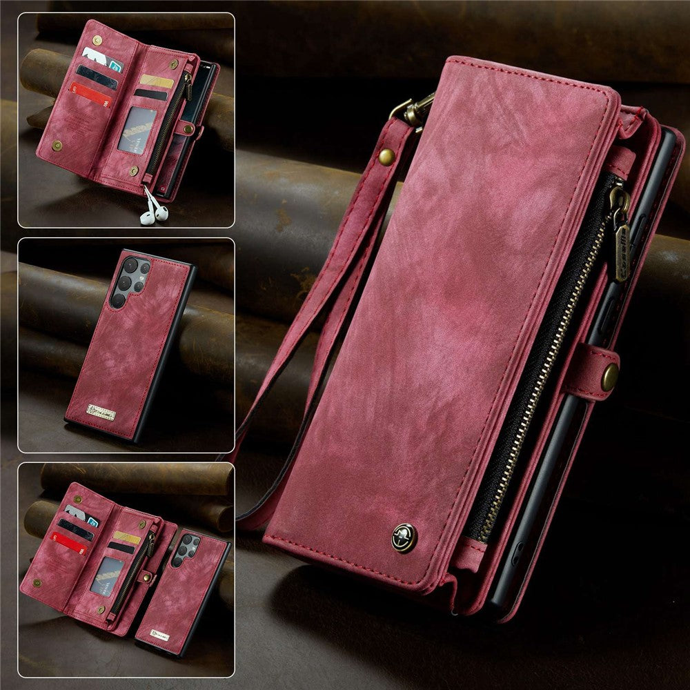 CASEME 008 Series for Samsung Galaxy S22 Ultra Detachable 2-in-1 PU Leather Phone Case Multifunctional Wallet Stand Protective Cover