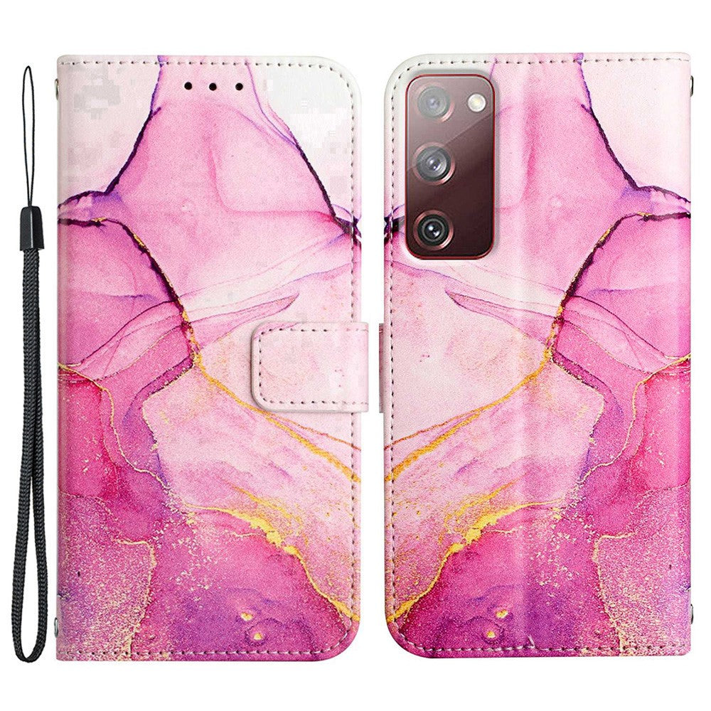 YB Pattern Printing Leather Series-5 for Samsung Galaxy S20 FE 2022/S20 FE 4G/S20 FE 5G/S20 Lite/S20 Fan Edition/S20 Fan Edition 5G Marble Pattern Leather Case Wallet Stand Phone Shell
