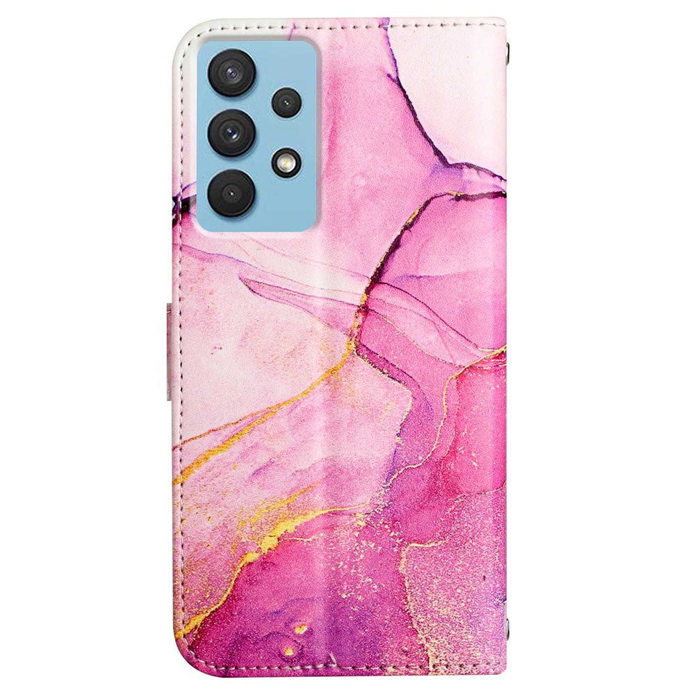 YB Mønsterprint Serie-5 til Samsung Galaxy A13 4G Marmormønster PU Læder Flip Beskyttelsescover Magnetisk Lukning Pung Blødt TPU Stativ Etui med Rem