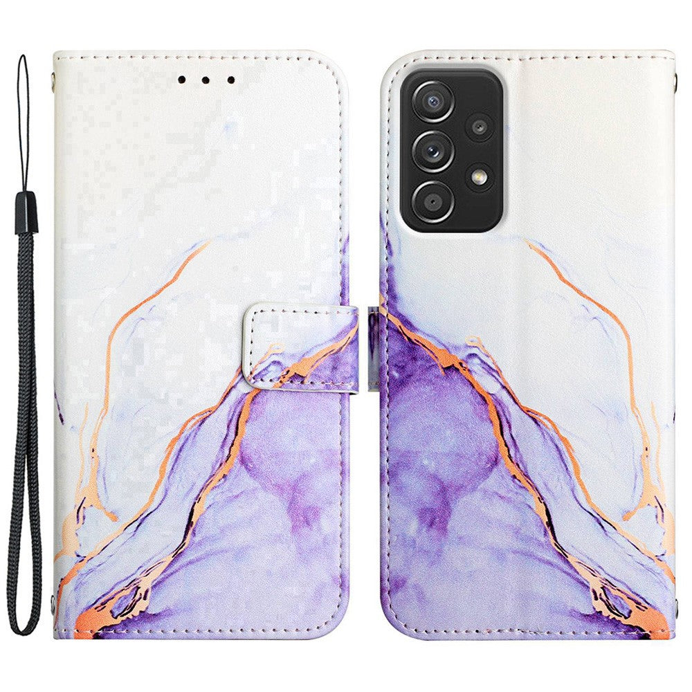 YB Pattern Printing Series-5 for Samsung Galaxy A23 4G / 5G (Global Version) Marble Pattern PU Leather Stand Flip Case Wallet Magnetic Clasp Shockproof Protection Cover with Strap