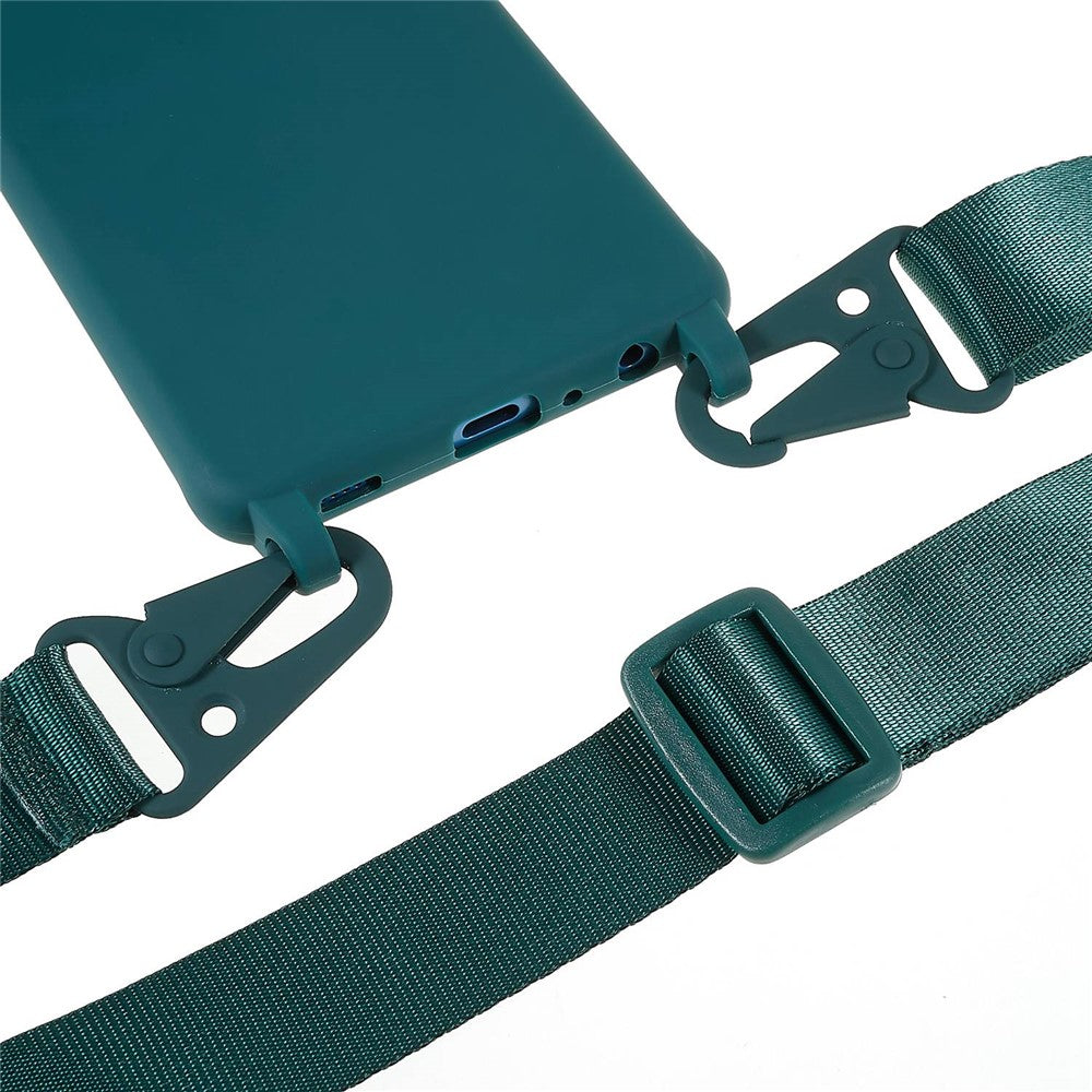 For Samsung Galaxy A53 5G Flexible Matte TPU Phone Cover with Wide Strap All-Round Protection Case