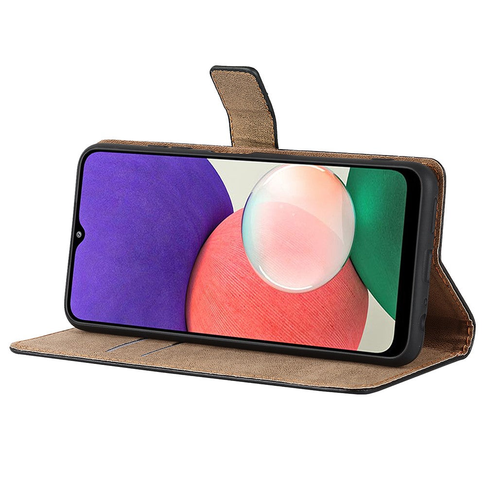Genuine Leather Phone Case for Samsung Galaxy A22 5G (EU Version), Wallet Stand Dustproof Anti-Scratch Flip Phone Cover Stand Phone Shell