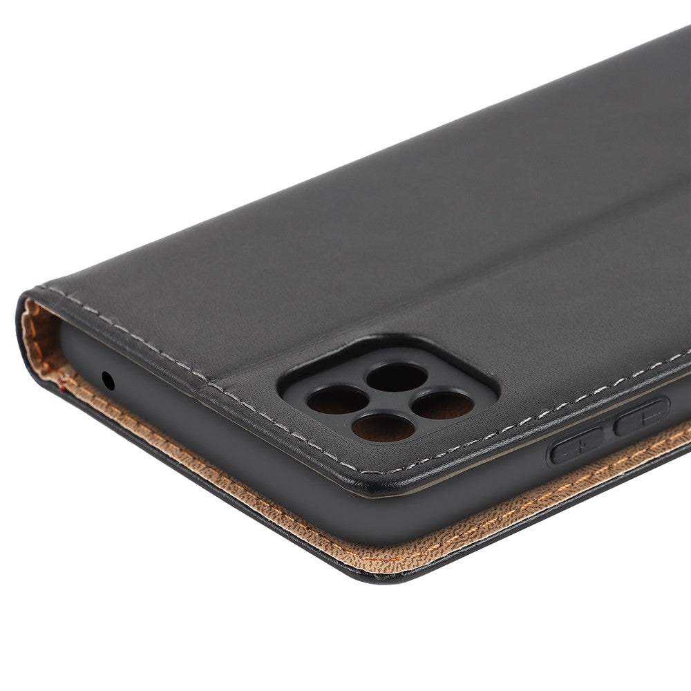 Genuine Leather Phone Case for Samsung Galaxy A22 5G (EU Version), Wallet Stand Dustproof Anti-Scratch Flip Phone Cover Stand Phone Shell