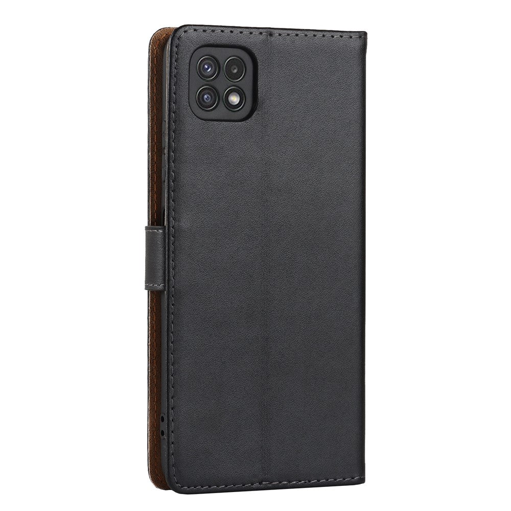 Genuine Leather Phone Case for Samsung Galaxy A22 5G (EU Version), Wallet Stand Dustproof Anti-Scratch Flip Phone Cover Stand Phone Shell