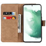 For Samsung Galaxy S22+ 5G Cell Phone Cover Shell Genuine Leather Wallet Stand Shockproof Flip Phone Stable Supporting Stand Phone Case