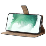 For Samsung Galaxy S22+ 5G Cell Phone Cover Shell Genuine Leather Wallet Stand Shockproof Flip Phone Stable Supporting Stand Phone Case