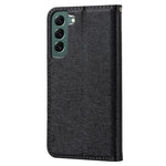 Samsung Galaxy S22+ 5G-mobilcover i PU-læder med silketekstur, stativ, flipcover, tegnebogsetui med håndledsrem
