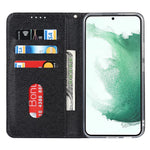 Samsung Galaxy S22+ 5G-mobilcover i PU-læder med silketekstur, stativ, flipcover, tegnebogsetui med håndledsrem
