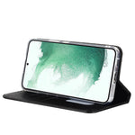 Samsung Galaxy S22+ 5G-mobilcover i PU-læder med silketekstur, stativ, flipcover, tegnebogsetui med håndledsrem