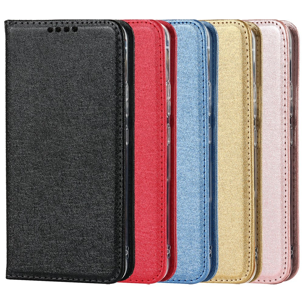 Samsung Galaxy S22+ 5G-mobilcover i PU-læder med silketekstur, stativ, flipcover, tegnebogsetui med håndledsrem