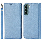 Samsung Galaxy S22+ 5G-mobilcover i PU-læder med silketekstur, stativ, flipcover, tegnebogsetui med håndledsrem