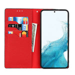 For Samsung Galaxy S22+ 5G Shockproof Genuine Leather Case Litchi Texture Wallet Stand Phone Shell with Hand Strap