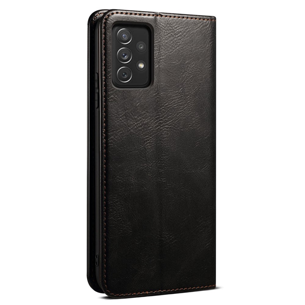 Til Samsung Galaxy A23 4G / 5G (global version) Voksagtig Crazy Horse-tekstur Magnetisk auto-absorberende læderetui, pungstil, stander, bog, stødsikker TPU indvendig skal