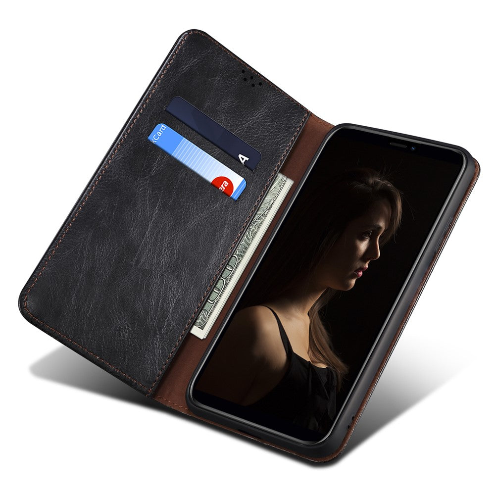 Til Samsung Galaxy A23 4G / 5G (global version) Voksagtig Crazy Horse-tekstur Magnetisk auto-absorberende læderetui, pungstil, stander, bog, stødsikker TPU indvendig skal
