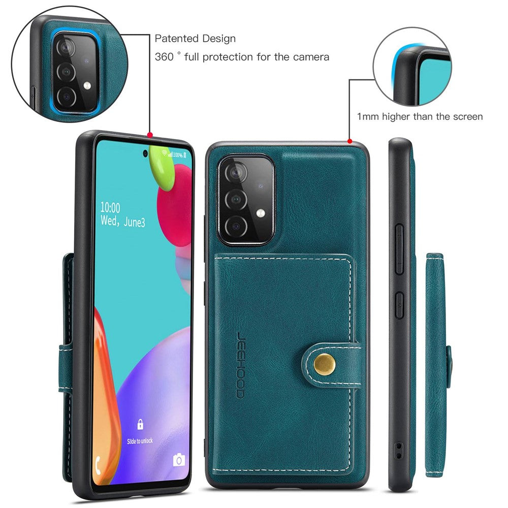JEEHOOD For Samsung Galaxy A53 5G Shell Detachable 2-in-1 Wallet Kickstand Design Leather Coated TPU Phone Case