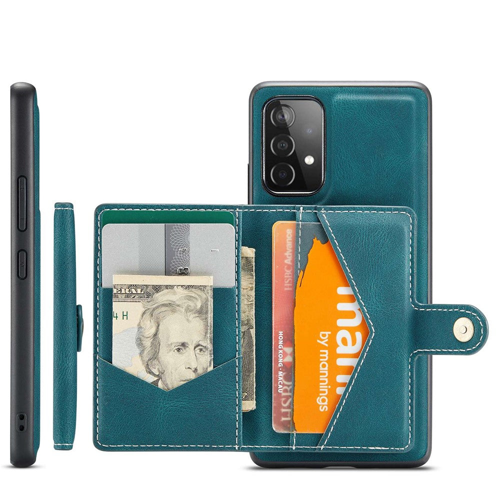 JEEHOOD For Samsung Galaxy A53 5G Shell Detachable 2-in-1 Wallet Kickstand Design Leather Coated TPU Phone Case